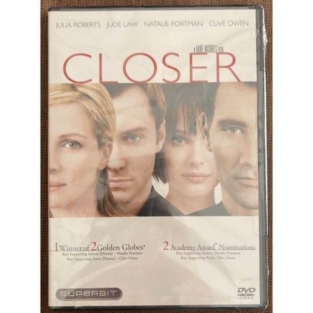 Closer (DVD, 2005, Superbit) NEW - Julia Roberts, Jude Law, Natalie Portman